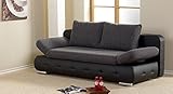 lifestyle4living Schlafsofa in Grau/Schwarz, Bettkasten, 2-Sitzer Sofa mit Schlaffunktion, Stoff/Kunstleder, Federkern-Polsterung | Gemütliche Couch in modernem Desig