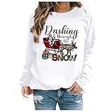 TTWOMEN Damen Langarm Pullover Shirts Weihnachtsdruck Casual Rundhals Loose Fit Sweatshirt Bluse Top