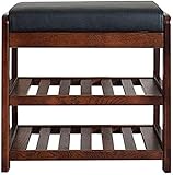YOUFUDE Schuhregal Holz Schuhregal 2 Ebenen Schuhregal mit Sitzkissen Schlafzimmer Wohnzimmer Korridor Schuhbox (Größe: klein)