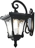 Mode Wandlampe American Country Wandleuchte Retro Victorian Outdoor Laterne wasserdichte Wandmontage Porchlampe schwarz mit Wasserglas Haus Beleuchtung Sconce E27 43cm Leuchte für Haustür Eingang G