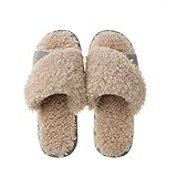 YANANN Warme Pantoffeln Damen Herren rutschfeste Slippers Herbst und Winter Wildleder Nähte Baumwollschuhe Damen Zuhause Indoor rutschfeste warme Paar Hausschuhe-2116 grau_XXL: geeignet für 43-44