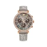 Swarovski Passage Chrono Uhr, Lederarmband, grau, rosé vergoldetes PVD-F