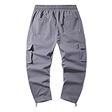 Take Idea Herren Cargohose Einfarbig Straight Locker Jogginghose Freizeithose Atmungsaktiv Outdoorhose Mit Kordelzug Funktionshose Mit Vielen Taschen Ladungshose Trainingshose Trekking