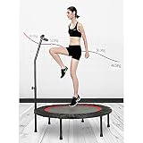 Faltbarer Trampolin Mini Exercise Rebounder mit verstellbarem Schaumstoffgriff Ideal für Körperfitness-Training in Innenräumen / Garten / Training (Schwarz, B, 100cm Durchmesser)