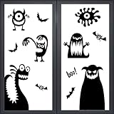 DERAYEE 4 Blätter Halloween Aufkleber, Halloween Fensterbilder große Aufkleber Horror Sticker Fensterdeko Halloween Deko für Heimdekoration Schuldekoration Halloween Party Schwarze G