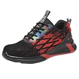Quiteyan Arbeitsschuhe Herren Damen Sicherheitsschuhe,Sicherheitsschuhe Arbeitsschuhe mit Stahlkappe Atmungsaktiv Leicht Sportlich Sneaker Schutzschuhe,Red▁36