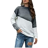 KXZD Pullover Damen Bluse Langarm Shirt Tunika Tshirt Kleidung Oberteile Tops Strickpullover Winter Langarm Casual Pullover Rundhals Lose Mode Sweatshirt Festliche Weihnachten H