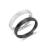 Beydodo Verlobungsring 925er Silber, Ringe Hochzeit Verstellbar Bandringe ohne Stein Matt Rund Trauringe Nickelfrei Freundschaftsringe für 2