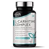 L-Carnitin-Komplex - Hochwirksame Kapseln mit zusätzlichem Riboflavin, Biotin, Chrom, Vitamin D, B3 & B6 - Makronährstoff- & Energielieferant für den Stoffwechsel - 150 vegane Kapseln - N