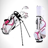 NXX KindergolfschläGer Komplettes GolfschläGerset Beinhaltet Fahrer-, Fairway-, Hybrid-Eisen-, Putter-, Standbag- Oder Petite-Kinder-GolfschläGerset,Rosa,M