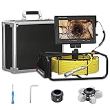 Rohrkamera 50M mit DVR, 9' Bildschirm Kanalisation Inspektionskamera Endoskop mit Längenskala am Kabel, 1080P HD IP68 Wasserdichte Kanalkamera Professionelles Videoinspektions Gerät für Klemp