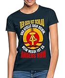 Spreadshirt Der Ossi Ist Schlau Witziger Spruch DDR Flagge Frauen T-Shirt, M, Navy