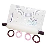 Tupperware Backen SET (6) Profi-Teigrolle Brombeere + Back'n'Roll Teigunterlage Blau + Fix&Fertig Ausstechformen Brombeere Sonderfarb
