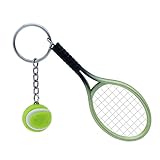 TOYMYTOY Tennis Schläger Keychain, grüner Sport Schlüsselring der Neuheit, Mini Tennisball Anhänger Geschenke, Farblich S
