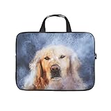 Facbalaign Laptoptasche Süßer Golden Retriever Notebook Sleeve Muster Weich Verschleißfest mit Griff White 15 Z