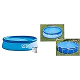 Intex Aufstellpool Easy Set Pools®, Blau, Ø 366 x 76 cm & Solarabdeckplane für Easy & Frame Pool Ø 348 cm, Stärke 120 Mikron, 29022