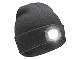 Rock Jock LED Light Beanie Mütze Einstellbare Helligkeit Taschenlampe USB Wiederaufladbar Jogging Camping HAI-411 Schw