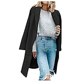 Sonojie Strickjacke Damen Elegant Langarm Jacke Langärmeliger Doppelseitiger Wollmantelschal mit Knopflosem Revers Mantel Slim Fit Revers Jacke Kurz Leicht M