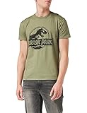 Jurassic Park Classic Black Logo Herren-T-Shirt Khaki 3XL | S-XXXL, Jurassic World T Rex Raptor Dinosaurier-Rundhalsausschnitt-Grafik-T, Geburtstagsgeschenkidee für Männer, für Haus oder Gy