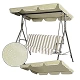 SHUOJIA Ersatzdach Für Hollywoodschaukel 3 Sitzer,Stoff Für Wasserdichtes Hollywoodschaukeln Dach Und Gartenschaukel Bezug Für Hollywoodschaukel/Hängematte 600D (M-190 * 132CM,Cream Color)