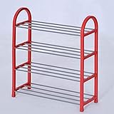 Kunyun Schuhregal aus Metall, 4 Ebenen, platzsparend, verstellbar, Kunststoff, für Schrank, Eingang, Garderobe (Farbe: Blau) (Farbe: Rot)