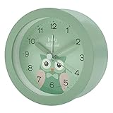 Kinder Eule Wecker Mädchen Junge, Lautlos Analog Wecker Ohne Ticken, Niedlich Kinderwecker mit Nachtlicht, Nachttisch Rund Digital Alarm Clock Reisewecker Schulanfang Wecker Grün Schlafzimmer Dek