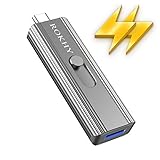 ROKHY Externe Mini-SSD-Festplatte, 128 GB, USB Typ C, 2-in-1 Solid-State-Speicherstick bis zu 550 MB/s, NAND-Flash-Laufwerk für Android Smartphone, Computer, MacBook, Chromebook Pixel – 128 GB