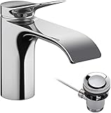 hansgrohe Waschtischarmatur Vivenis, Wasserhahn Bad mit Auslauf Höhe 80 mm, mit Zugstange, Badarmatur wassersparend, C