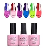 AIMEILI UV LED Thermo Gellack mehrfarbig ablösbarer Temperatur Farbwechsel Nagellack Chameleon Gel Polish Set - 6 x 10ml - Kit Nummer 15