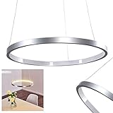 LED Hängeleuchte Canisteo, moderne Hängelampe in Silber, höhenverstellbare Hängeleuchte, Ø 39 cm, Höhe max. 123 cm, 22 Watt, 2185 Lumen, Lichtfarbe 3000