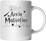 DragonHive Tasse - Accio Motivation Zauberspruch Magisch - beidseitig Bedruckt - Geschenk Idee Kaffeetasse mit Spruch, Tassenfarbe: Weiß