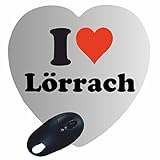 Herz Mauspad 'I Love Lörrach' in Weiss, eine tolle Geschenkidee die von Herzen kommt| Rutschfestes Mousepad | Geschenktipp: Weihnachten Jahrestag Geburtstag Liebling