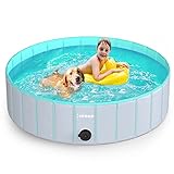 lunaoo Hundepool fur Große Hunde, Faltbare Schwimmbecken Hundebadewanne Hund Planschbecken für Kinder und Hunde, Tragbar & Eco-Friendly PVC Hunde Pool 80cm / 120cm / 160