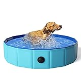 KORIMEFA Hundepool für Hunde, Swimmingpool Hund Planschbecken Schwimmbecken, Faltbarer Pool Badewanne Wasserbecken, Klappbares Haustier-Duschbecken (80*20CM)