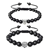 coai Geschenkideen Partnerarmbänder Freundschaftsarmbänder aus Mattem Onyx mit Panther Löwen C