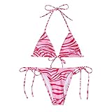 Hirolan Damen Gepolsterte Bikini Set Neckholder Verknotete Badeanzug Niedrige Taille Sexy Tanga Sommer Verknotete Badeanzug Damen Tanga Und Rohroberteil Sexy Per Sommer 2022