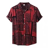 Zhiyao Funky Hawaiihemd Herren Langarm/Kurzarm Hemde Männer Freizeithemd Jungen Basic Shirt Leinenhemd T-Shirt Herren Hawaii-Print Strand Beach Palmen Diverse Farb