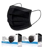 KEPLIN 100pk- Disposable 3-Layer Protective Face Masks, High Filterability, Sutaible For Sensitive Skin - Black