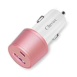 Cluvox Dual USB Kfz-Ladegerät, 20 W, Schnellladung, kompatibel mit iPhone 12/11/Pro/MAX/XS/XR/8/SE 2020/iPad 8th/Pro/Air 4/Mini, Google Pixel 5/4a/4/3a XL, Samsung Zigaretten-USB-Ladegerät – Pink