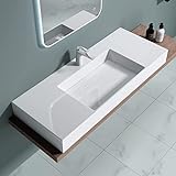 doporro 120x48x13 cm Design Waschbecken mit verstecktem Ablauf Colossum12 in weiß aus Gussmarmor als Aufsatzwaschbecken und Hängewaschbecken geeig