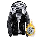 Bluelucon Winterjacke Damen Dicker Warm Wintermantel Reißverschluss Reißverschluss flauschig, Sherpa-Jacke Fleece Langarm Oversize Sweatjacke Outwear mit Kapuze Taschen Vintage Oversize C