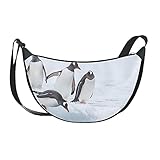 Zemivs Mädchen Umhängetaschen Gentoo Penguin Runs Over Snow Antarktis Umhängetaschen Für Mädchen Taschen Für Damen Mit Reißverschluss Für D