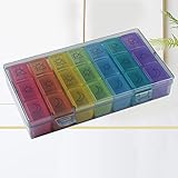 Tablettenbox 7 Tage Morgens Mittags Abends, Medikamentenbox 7 Tage 3 Fächer Klein Pillendose, Tragbar Pillenbox Medikamentendosierer mit 21 Fächern, Feuchtigkeitsbeständigen B