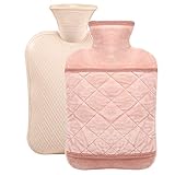 Wärmflasche mit weichem Bezug - 1,8L Wärmekissen Schnelle Schmerzlinderung und Komfort, waschbare, Sicher und langlebig Wärmeflasche, Bettflasche, Wärmflasche Kinder, Hell-Pink2