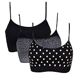 Vertvie Womens Strech Duenn Ohne Buegel Push up Yoga Sports BH Bra Top Set Fuer Fitnesstraining Polsterung 3St(Größe M/Etiketten L, Schwarz 3er Pack)