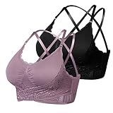 Sykooria Riemchen Sport BH Damen Starker sexy überkreuzt Große Brüste Push up Yoga Sports BH Bra atmungsaktiv für Yoga, Laufen, Sport, Fitnessstudio, Work