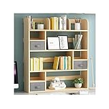 MQH Bücherregal Hölzerne einfache Desktop-Bücherregal mit Schubladen freistehender Arbeitsplatte Bücherregal Wood Desk Organizer Lagerregal-Display-Regal Schreibtischreg