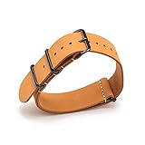 WNFYES Uhrenarmband 18mm 20mm 22mm 24mm Leder Sport Atmungsaktives Riemen schwarz Silber Ring Schnalle Armband Band Zubehör uhrenarmband Leder (Band Color : Yellow B, Band Width : 18mm)