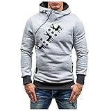 Yowablo Kapuzenpullover Pullover Herren Herbst/Winter Weihnachten Safe Elk Zipper (L,3Grau)