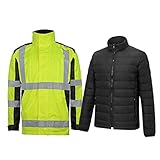 AMPBBAR Reflektierende Sicherheitswesten Reflektierende Baumwolljacke Winter-Sicherheitsjacke Verdickung Overall Straßenverkehr Langärmeliger Baumwollmantel Hohe Sichtbarkeit Warnw